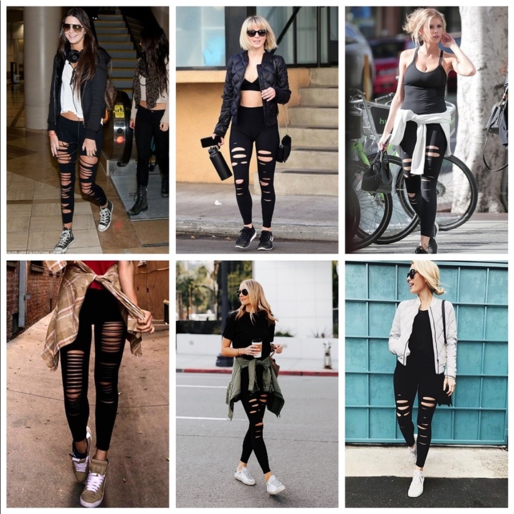 Nasty gal ripped black leggings celebrity style - Picture 2 of 2